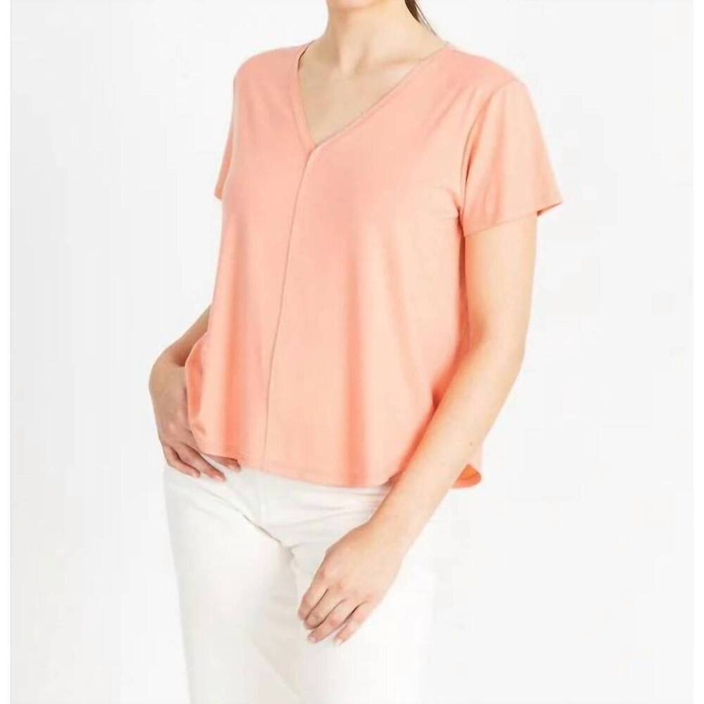NEW YANA K noah short sleeve top in coral